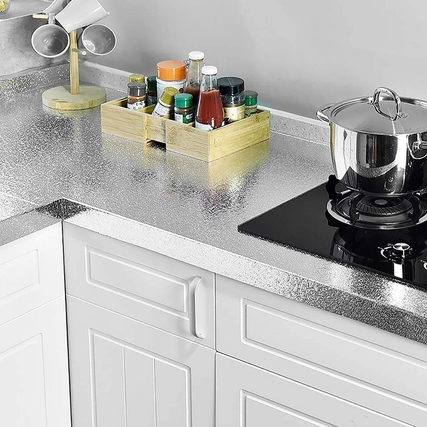 Self-Adhesive Kitchen Back splash Wallpaper Aluminum Foil Wall Paper (60×200 Cm) Self-Adhesive Kitchen Back splash Wallpaper Aluminum Foil Wall Paper (60×200 Cm)